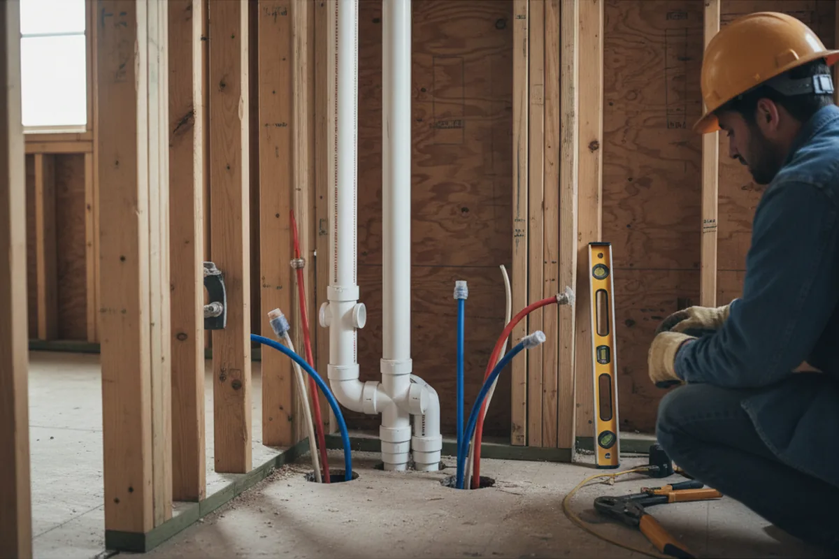 Drain and supply rough-in during Garbage Disposal Repair in Darragh