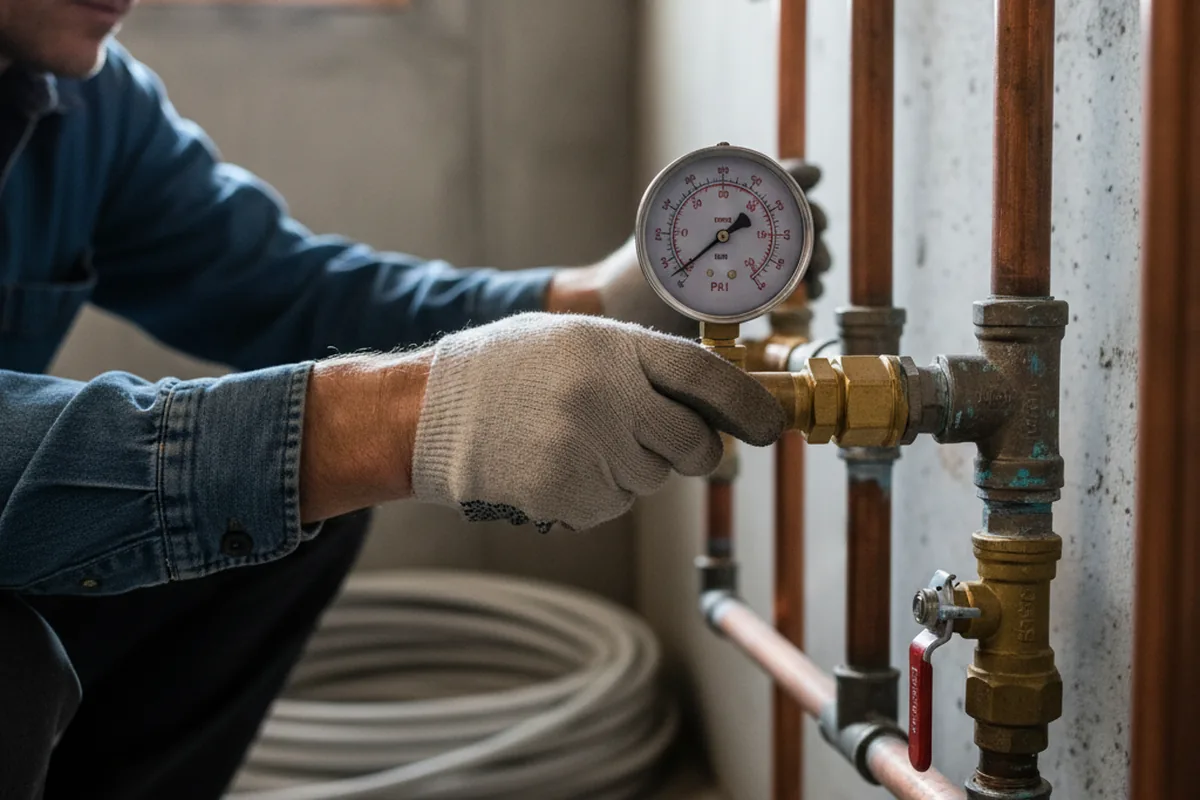 Pressure testing a repaired line during Water Line Repair in Darragh